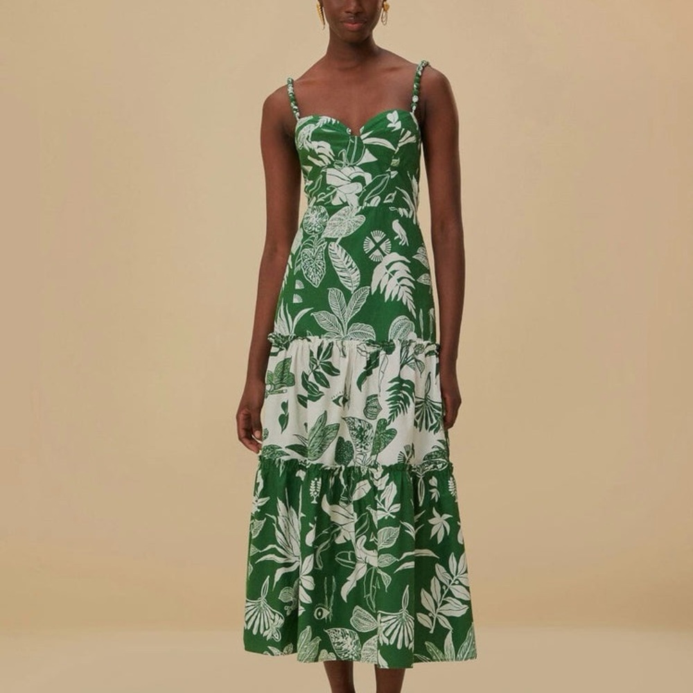 NWT Farm Rio Forest Soul Mix Midi Dress, Size XXS